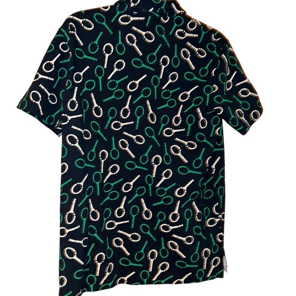 Brooks brothers Slim Fit Pique Racquet Print Polo Shirt tennis racket Small S - Picture 3 of 4